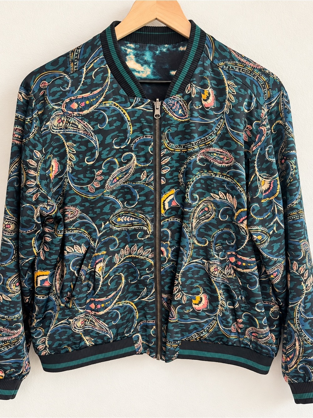 Johnny Was Workshop Reversible Silk Paisley Bomber Jacket W44421-7